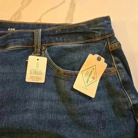 NWT St. Johns Bay Womens Plus Secretly Slender Button Fly Jean Skirt Size 22W - Picture 9 of 11